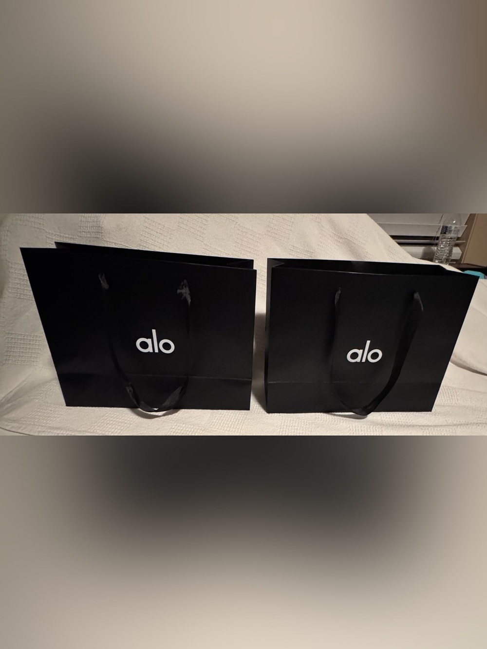 ALO Yoga Black Matte Gift Bag with White Logo